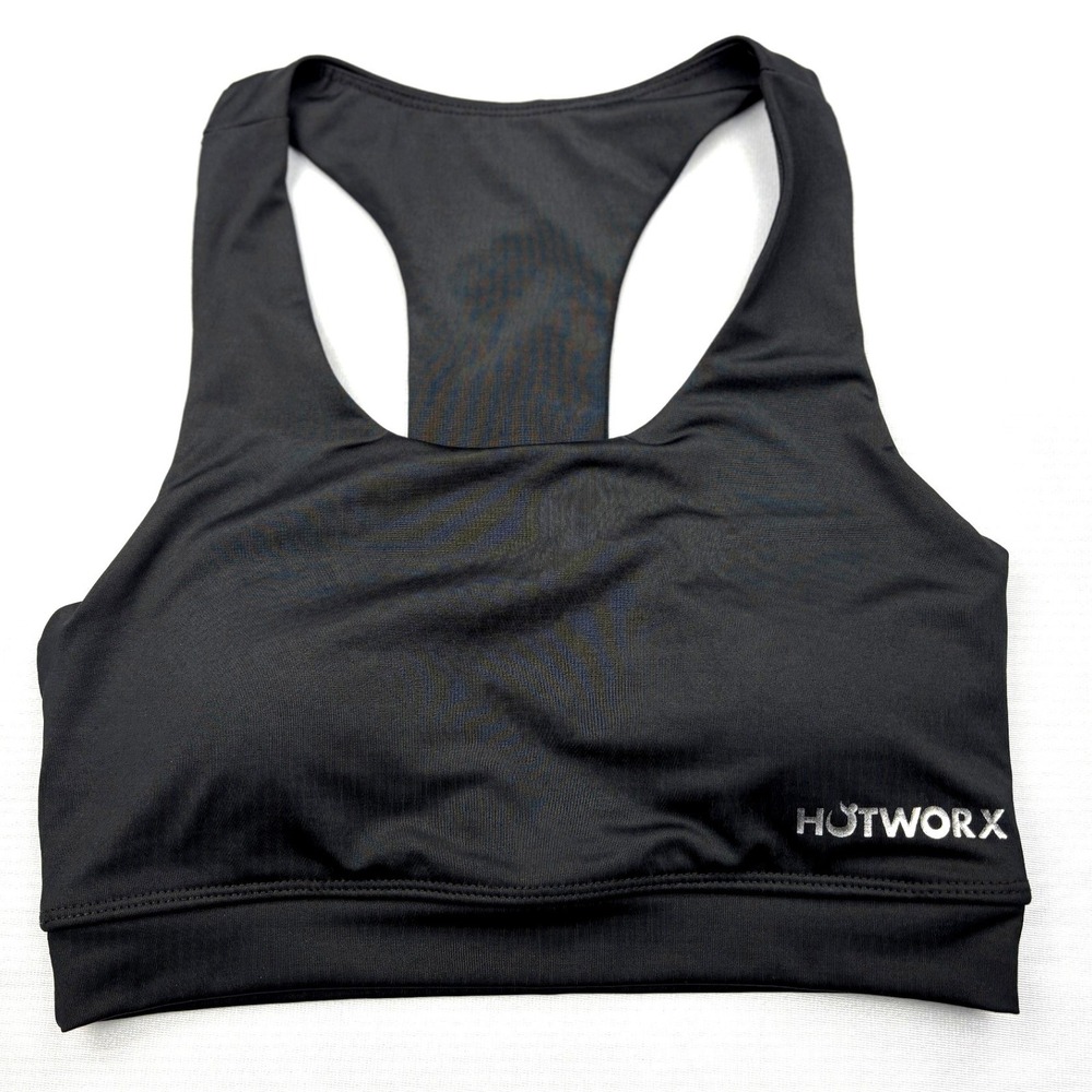 HOTWORX Racerback Sports Bra Womens Medium M Black Compression Activewear USA